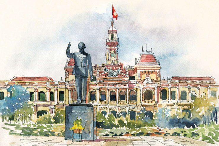 luyen-thi-thu-khoa-vn-canh-sac-pho-thi-Sai-Gon-qua-tranh-tru-so-uy-ban-nhan-dan-thanh-pho.jpg